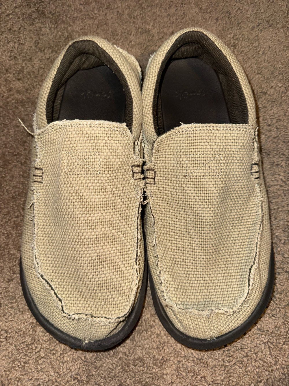 Sanuk Men's Slip-On Canvas Loafers in Beige
